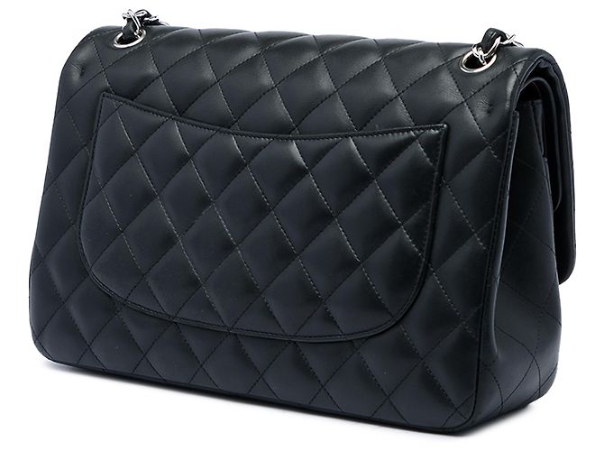 Chanel Black Jumbo Classic Lambskin Double Flap Preto - vista 2