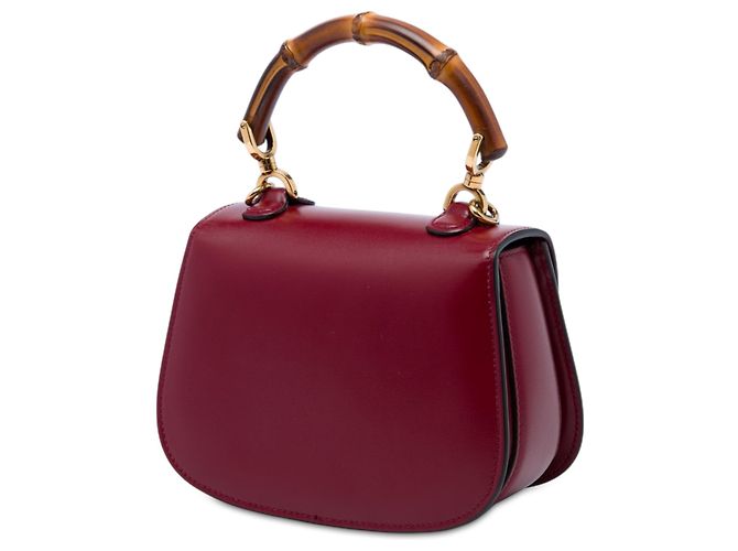 Bamboo Bolsa Gucci Red Mini Calfskin Web 1947 com alça de bambou Vermelho Bordeaux - vista 2