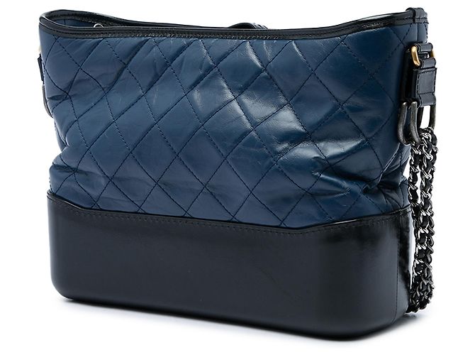 Chanel Blue Medium Bicolor Quilted Aged Calfskin Gabrielle Hobo Blau Marineblau - Ansicht 2