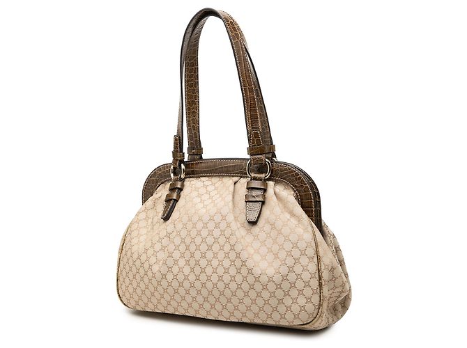 Céline Bolsa Celine Beige Macadam Canvas com borla e fecho Bege - vista 2