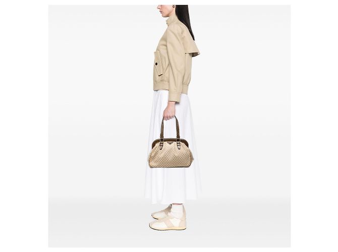 Céline Bolsa Celine Beige Macadam Canvas com borla e fecho Bege - vista 6
