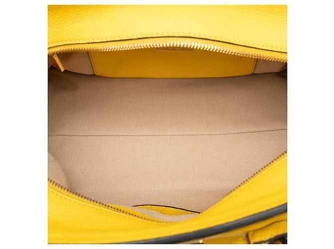 Bolsa Prada Yellow Vitello Daino Zip Top Satchel Amarelo - vista 4