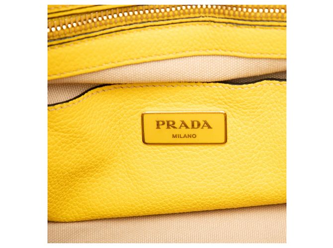 Bolsa Prada Yellow Vitello Daino Zip Top Satchel Amarelo - vista 5
