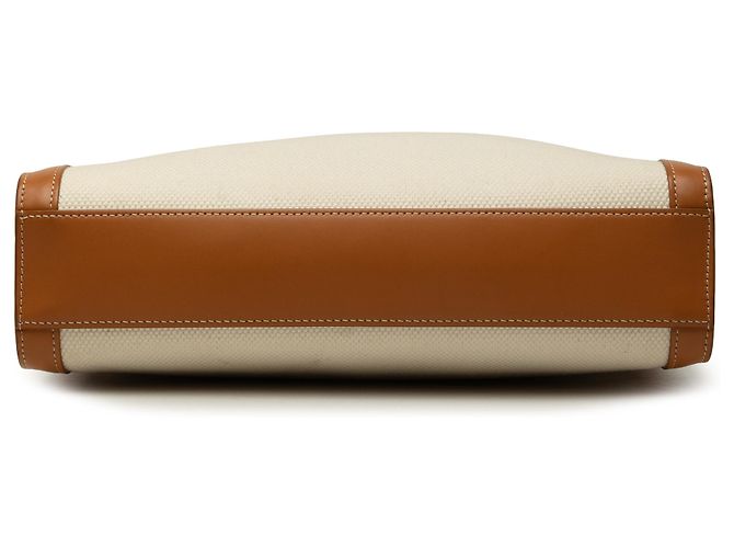 Céline Celine Brown Small Canvas Vertical Cabas Satchel Marrom Bege - vista 3