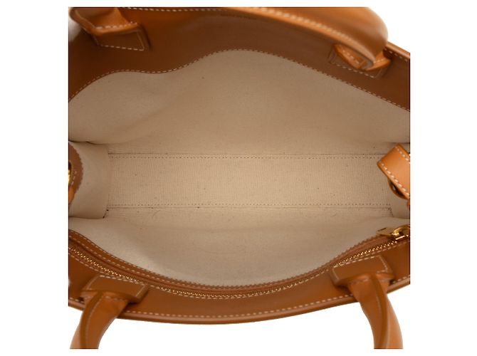 Céline Celine Brown Small Canvas Vertical Cabas Satchel Marrom Bege - vista 4
