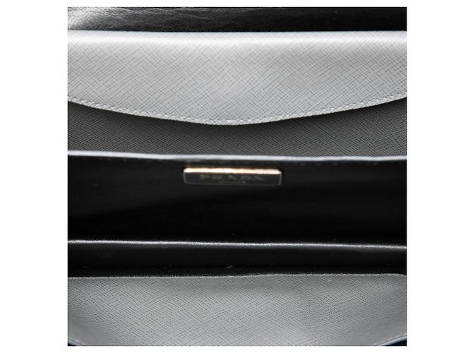 Bolso Satchel Prada Mini Saffiano Lux Sound Lock Gris Castaño - vista 4