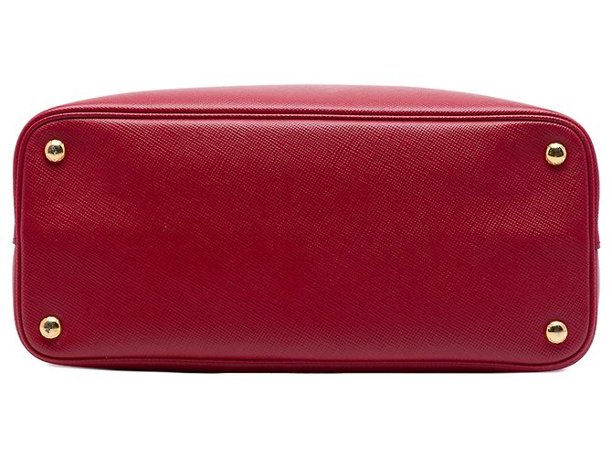 Prada Sac Satchel Double en Cuir Saffiano Rouge Medium - vue 3