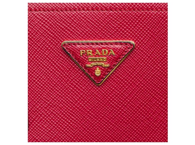Prada Sac Satchel Double en Cuir Saffiano Rouge Medium - vue 5