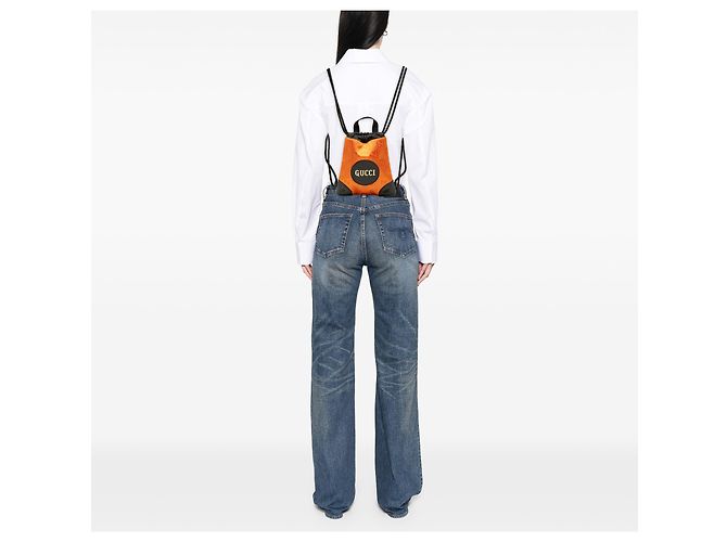 Gucci Orange GG Nylon Off The Grid Drawstring Backpack - view 6