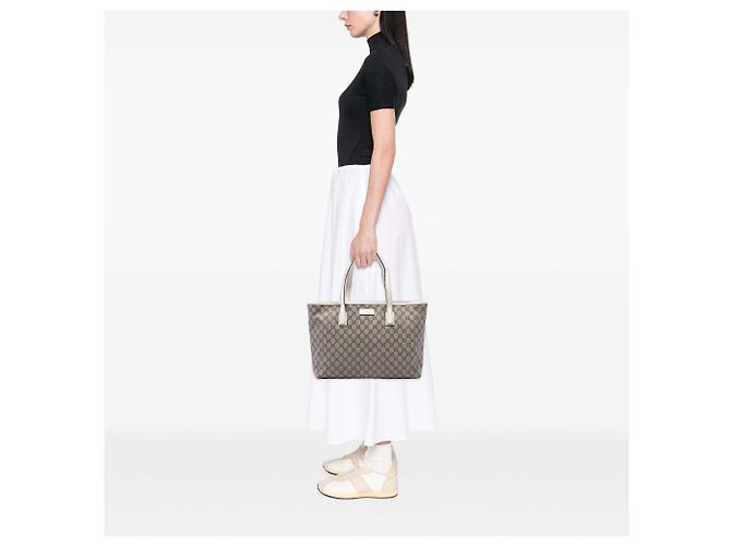 Borsa Tote Gucci Beige Medium GG Supreme - vista 6