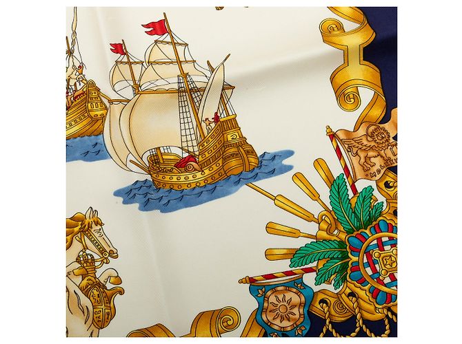Lenço de seda Hermès White Voiles de Lumiere 90 Branco Cru - vista 4