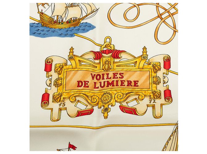 Lenço de seda Hermès White Voiles de Lumiere 90 Branco Cru - vista 5