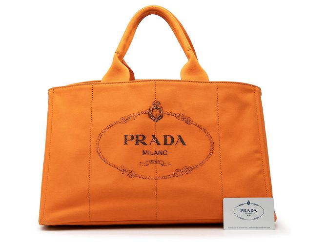 Bolso Tote Prada Orange Large Canvas Canapa Logo Naranja - vista 7