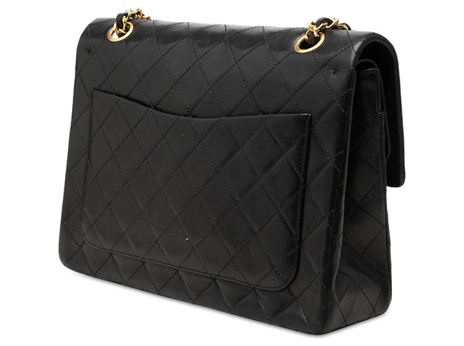 Chanel Black Medium Tall Classic Lambskin Double Flap Preto - vista 2
