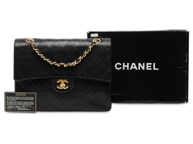 Chanel Black Medium Tall Classic Lambskin Double Flap Preto - vista 7