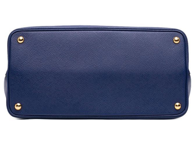 Prada Blue Large Saffiano Cuir Double Satchel Bleu - vue 3