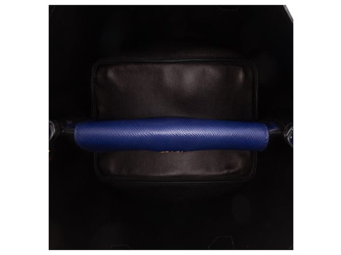 Prada Blue Large Saffiano Cuir Double Satchel Bleu - vue 4