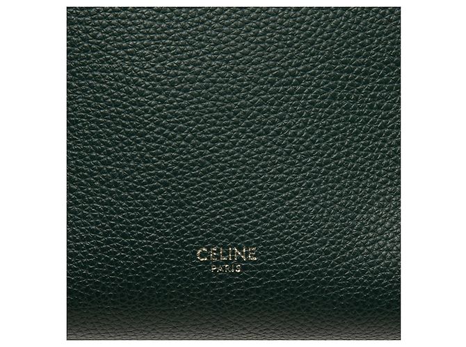 Céline Bolso Bucket Seau Sangle Celine Small de piel de becerro granulada verde Verde oscuro - vista 5