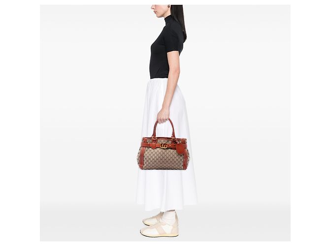 Gucci Running Tote aus beigem GG Canvas - Ansicht 6