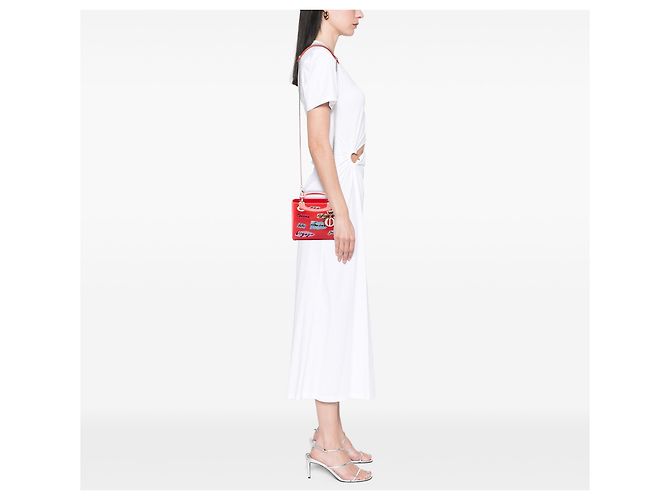 Mini Lady Dior de piel de becerro con cuentas roja Dior - vista 6