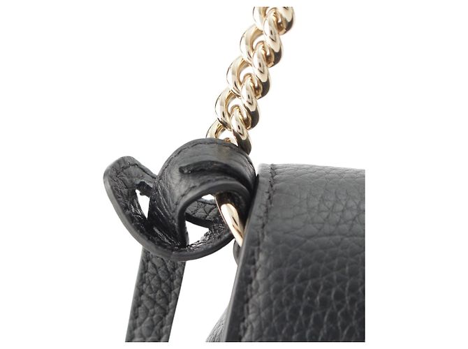 Gucci Soho Chain Flap Crossbody in pelle di vitello nera Medium Nero - vista 12