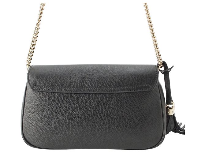 Gucci Soho Chain Flap Crossbody in pelle di vitello nera Medium Nero - vista 2