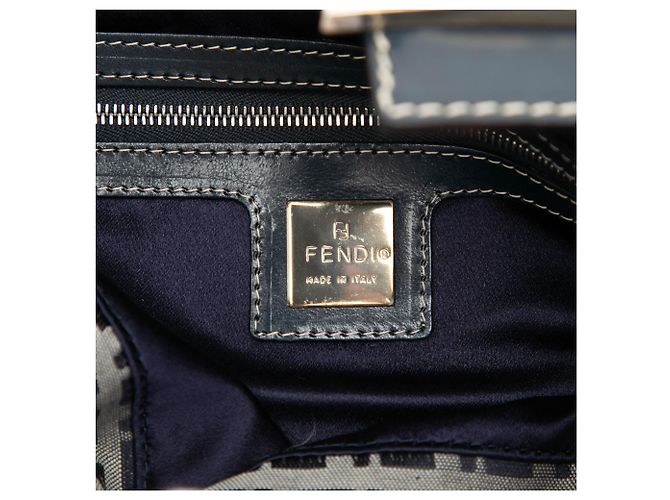Fendi Gray Zucchino Canvas Double Flap Mamma Marrone - vista 5