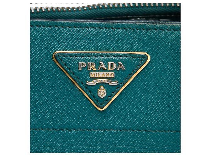Borsa Tote Prada Blue Saffiano Soft Triple Pocket - vista 5