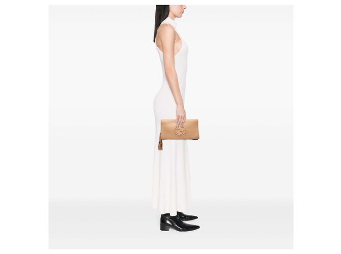Clutch Gucci Soho Disco in pelle di vitello marrone Marrone chiaro - vista 6