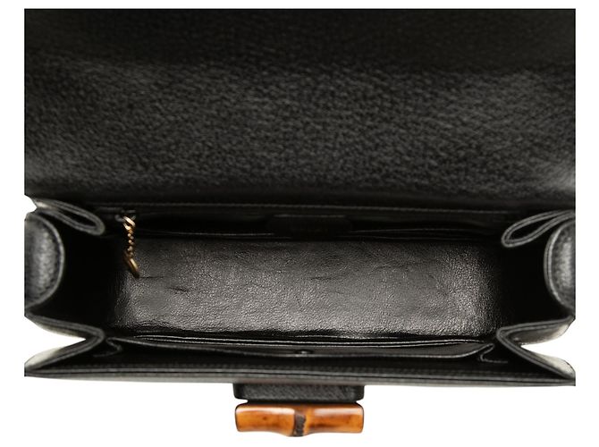 Gucci Black Grained Calfskin Bamboo Night Nero - vista 4