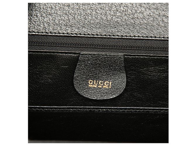 Gucci Black Grained Calfskin Bamboo Night Nero - vista 5