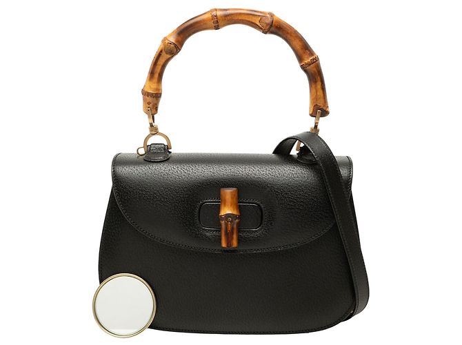 Gucci Black Grained Calfskin Bamboo Night Nero - vista 7