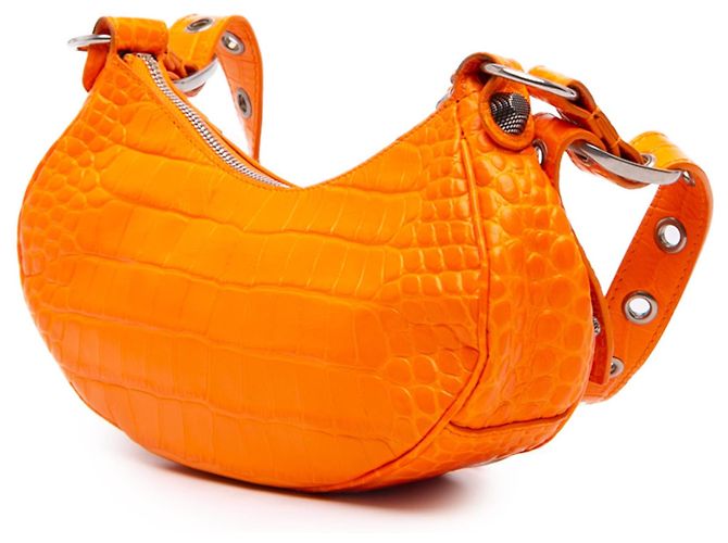 Balenciaga Orange Croc Embossed Leather Motocross Le Cagole XS Arancione - vista 2