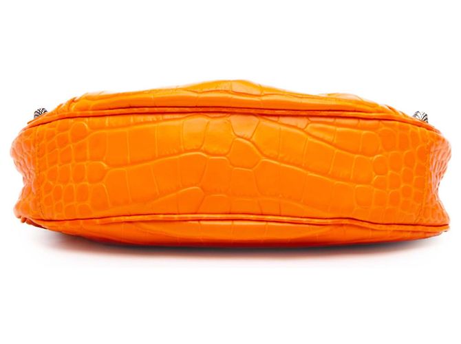 Balenciaga Orange Croc Embossed Leather Motocross Le Cagole XS Arancione - vista 3