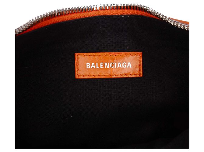 Balenciaga Orange Croc Embossed Leather Motocross Le Cagole XS Arancione - vista 5