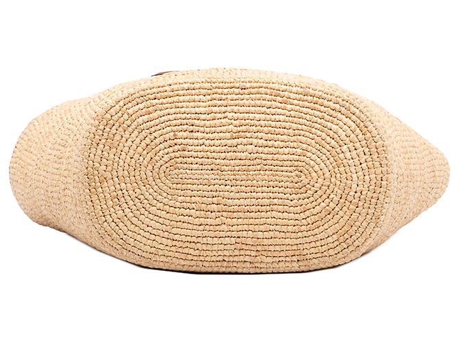 Céline Celine Beige Teen Supple Raffia Cuir Triomphe Classic Panier Tote - vista 3
