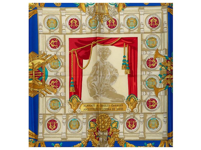 Foulard di seta Hermès Blue Hommage A Charles Garnier 90 - vista 2