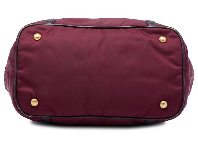Bolsa Satchel Prada em Tessuto com acabamento em couro de bezerro macio vermelho Bordeaux - vista 3
