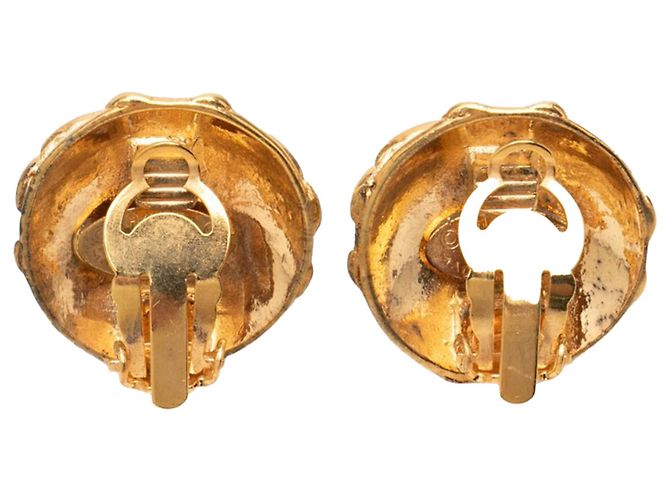 Orecchini a clip rotondi placcati oro Chanel Gold CC D'oro - vista 2