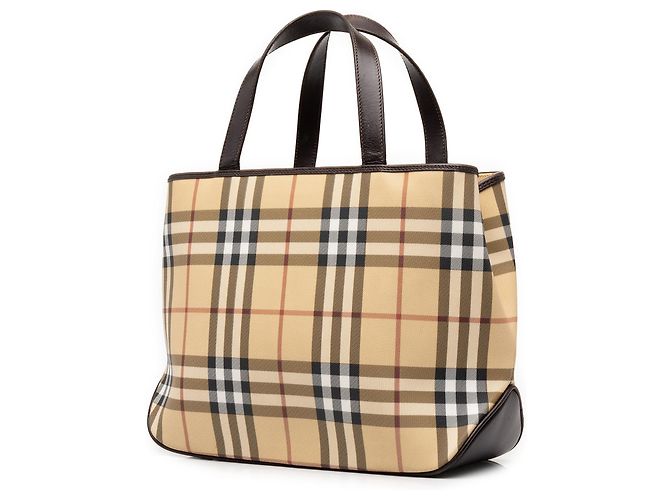 Burberry Beige House Check beschichtete Canvas Tote - Ansicht 2