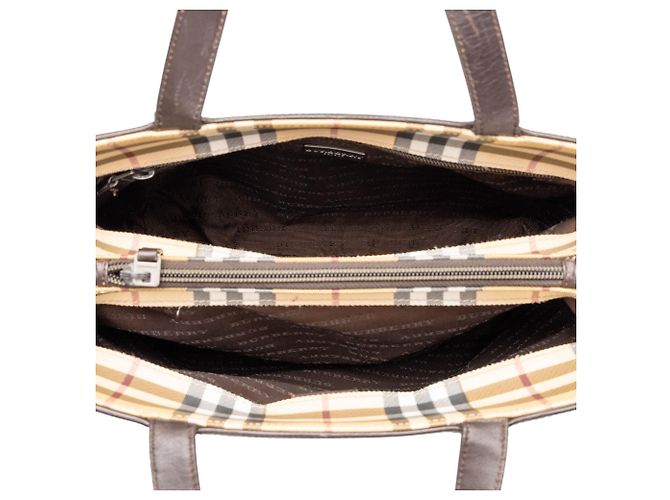 Burberry Beige House Check beschichtete Canvas Tote - Ansicht 4