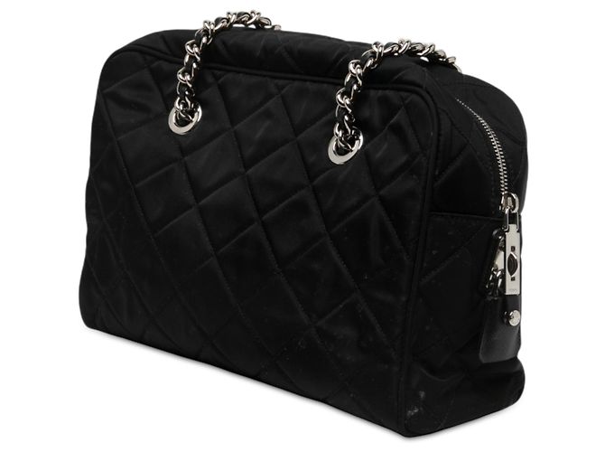 Sac à épaule Prada en tissu Impuntu noir avec chaîne - vue 2