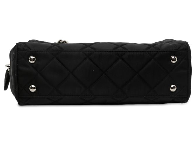 Sac à épaule Prada en tissu Impuntu noir avec chaîne - vue 3