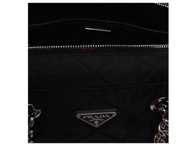 Sac à épaule Prada en tissu Impuntu noir avec chaîne - vue 5