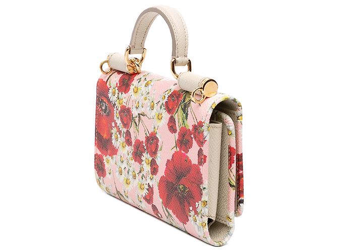 Borsa Dolce & Gabbana Pink Mini Leather Floral Von Miss Sicily Satchel Rosa - vista 2