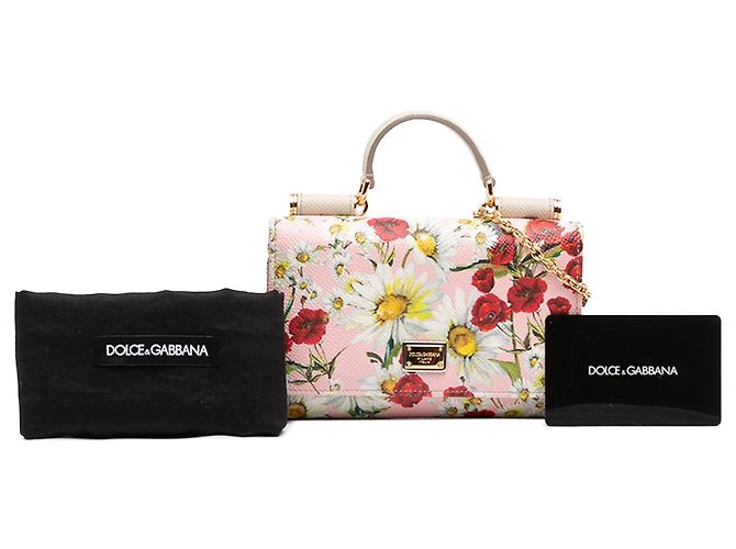 Borsa Dolce & Gabbana Pink Mini Leather Floral Von Miss Sicily Satchel Rosa - vista 8
