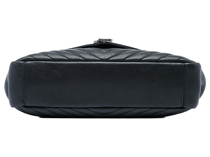 Autre Marque Borsa Satchel College Saint Laurent in pelle di pecora monogramma chevron nera Large Nero - vista 3