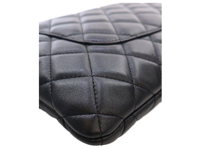 Bolsa Chanel preta em pele de cordeiro acolchoada CC com mini bolsa de aba Preto - vista 10