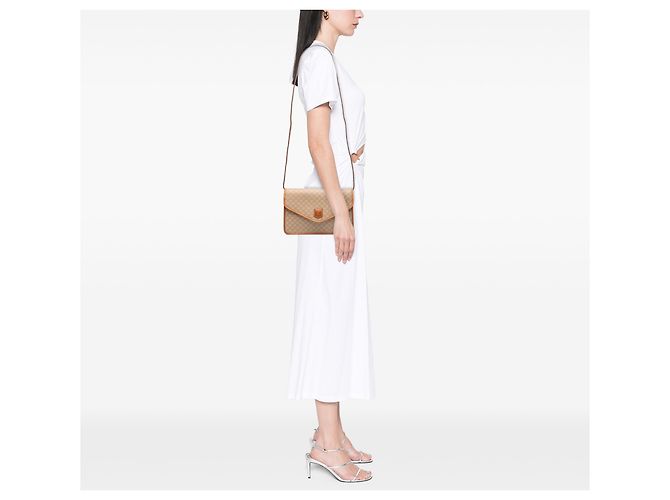 16 Céline Borsa a tracolla Celine Beige Macadam Coated Canvas - vista 7