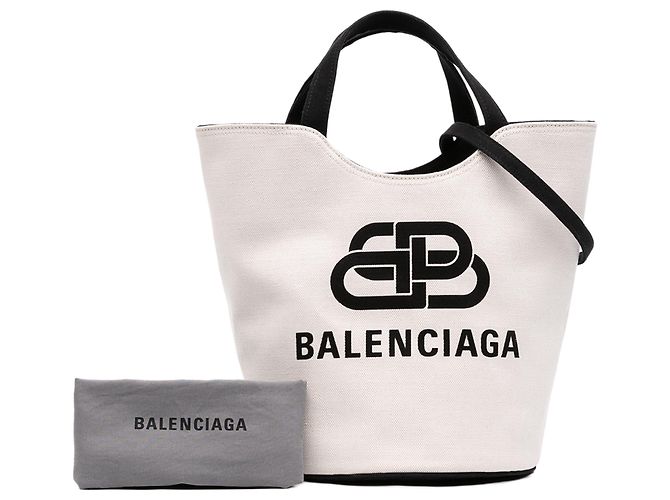 Borsa Secchiello Balenciaga Wave M in Tela Bianca Bianco - vista 7